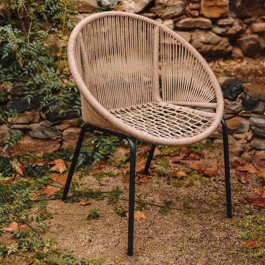 Natural rope armchair in natural, 76 x 66 x 83 cm | Caprese