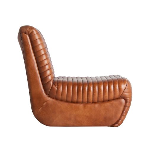 Brun Almstock Läderfåtölj, 59x81x72cm