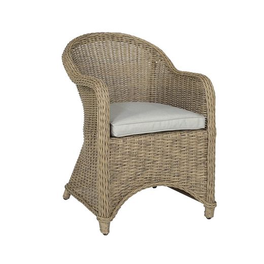 Poltroncina da esterno in alluminio e rattan sintetico naturale, 58 x 74 x 83 cm | Cordova