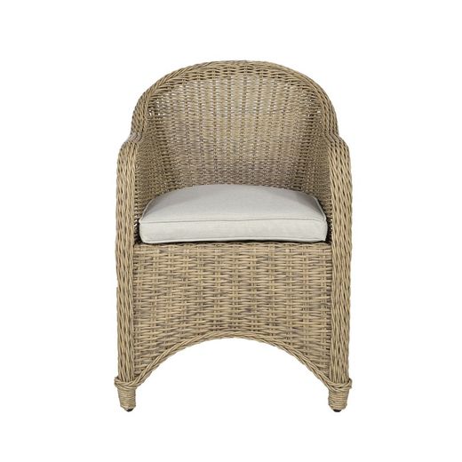 Outdoor armchair in aluminum and synthetic rattan in natural, 58 x 74 x 83 cm | Cordova