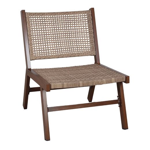 Sillón de exterior de aluminio y ratán sintético en natural, 59 x 73 x 80 cm | Talissa