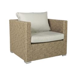Outdoor armchair in aluminum and synthetic rattan in natural, 95 x 85 x 94 cm | California