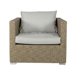 Outdoor armchair in aluminum and synthetic rattan in natural, 95 x 85 x 94 cm | California