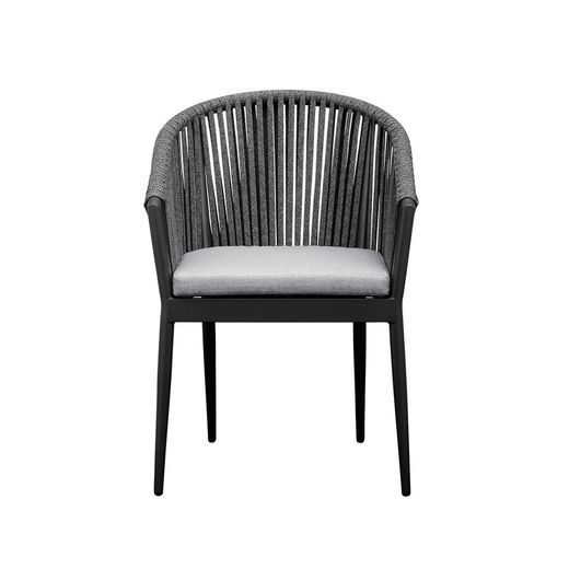 Aluminum and rope garden armchair in anthracite, 57 x 59 x 81 cm | Ukiak