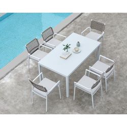 Garden dining set in white aluminum | Adin + Samoa
