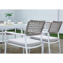 Garden dining set in white aluminum | Adin + Samoa