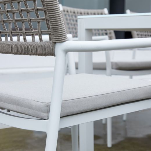 Garden dining set in white aluminum | Adin + Samoa