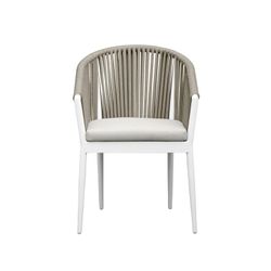 Aluminum and rope garden armchair in white and beige, 57 x 59 x 81 cm | Ukiak