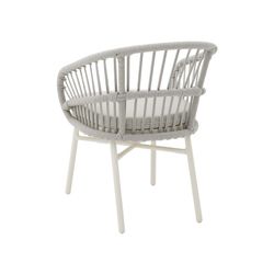 Aluminum and rope garden armchair in white and gray, 58 x 62 x 78 cm | Milton