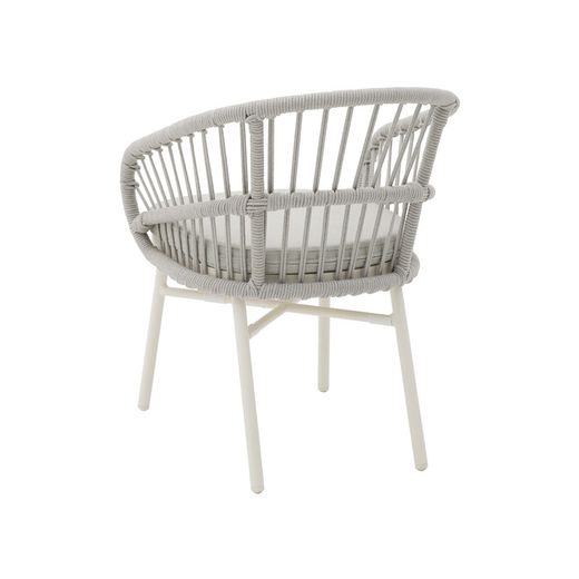 Aluminum and rope garden armchair in white and gray, 58 x 62 x 78 cm | Milton