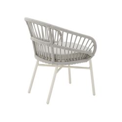Aluminum and rope garden armchair in white and gray, 58 x 62 x 78 cm | Milton