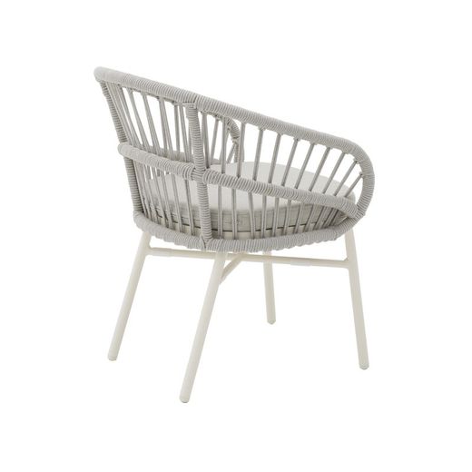 Aluminum and rope garden armchair in white and gray, 58 x 62 x 78 cm | Milton