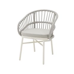 Aluminum and rope garden armchair in white and gray, 58 x 62 x 78 cm | Milton