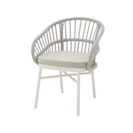 Aluminum and rope garden armchair in white and gray, 58 x 62 x 78 cm | Milton