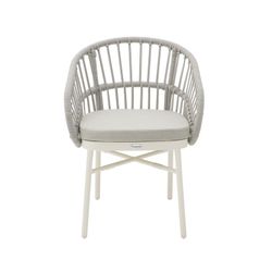 Aluminum and rope garden armchair in white and gray, 58 x 62 x 78 cm | Milton