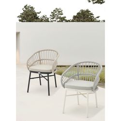 Aluminum and rope garden armchair in white and gray, 58 x 62 x 78 cm | Milton