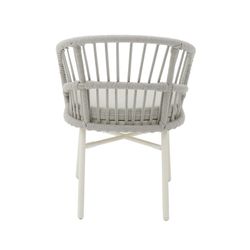 Aluminum and rope garden armchair in white and gray, 58 x 62 x 78 cm | Milton