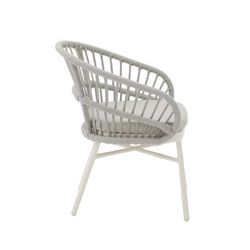 Aluminum and rope garden armchair in white and gray, 58 x 62 x 78 cm | Milton