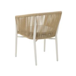 Aluminum and rope garden armchair in white and natural, 58.5 x 61 x 77.5 cm | Fairlee
