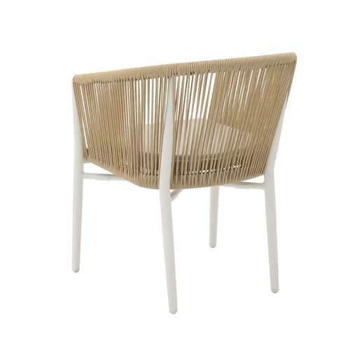 Aluminum and rope garden armchair in white and natural, 58.5 x 61 x 77.5 cm | Fairlee