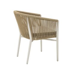 Aluminum and rope garden armchair in white and natural, 58.5 x 61 x 77.5 cm | Fairlee