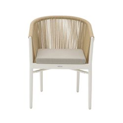 Aluminum and rope garden armchair in white and natural, 58.5 x 61 x 77.5 cm | Fairlee