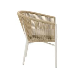 Aluminum and rope garden armchair in white and natural, 58.5 x 61 x 77.5 cm | Fairlee