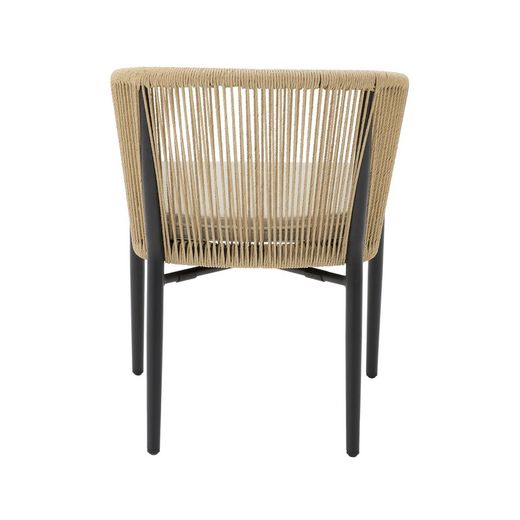Aluminum and rope garden armchair in black and natural, 58.5 x 61 x 77.5 cm | Fairlee