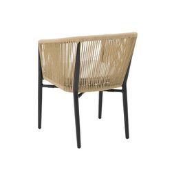 Aluminum and rope garden armchair in black and natural, 58.5 x 61 x 77.5 cm | Fairlee