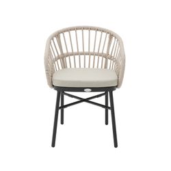 Tuinfauteuil van aluminium en touw in zwart en taupe, 58 x 62 x 78 cm | Milton