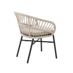 Tuinfauteuil van aluminium en touw in zwart en taupe, 58 x 62 x 78 cm | Milton