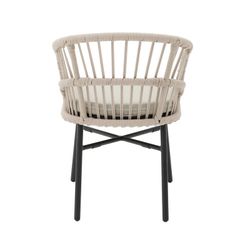 Tuinfauteuil van aluminium en touw in zwart en taupe, 58 x 62 x 78 cm | Milton