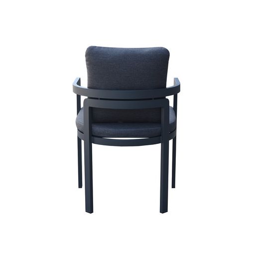 Garden dining set made of aluminum, glass, and anthracite-colored fabric | Babylon