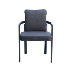 Garden dining set made of aluminum, glass, and anthracite-colored fabric | Babylon