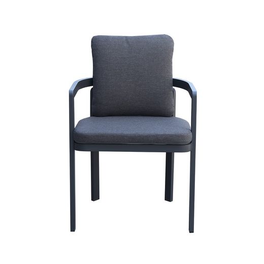 Garden dining set made of aluminum, glass, and anthracite-colored fabric | Babylon