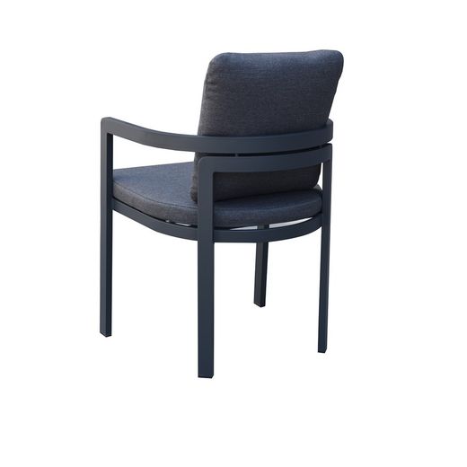 Garden dining set made of aluminum, glass, and anthracite-colored fabric | Babylon