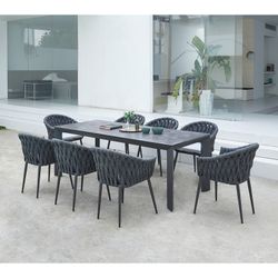 Aluminum and fabric garden armchair in anthracite and medium gray, 61 x 59 x 81 cm | Meridian