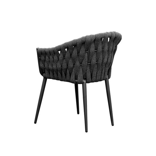 Aluminum and fabric garden armchair in anthracite and medium gray, 61 x 59 x 81 cm | Meridian