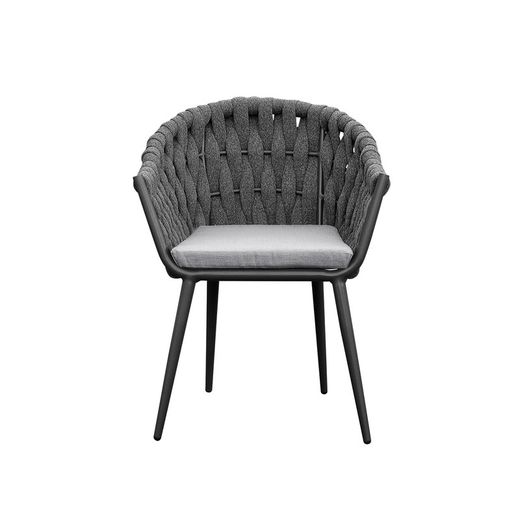 Aluminum and fabric garden armchair in anthracite and medium gray, 61 x 59 x 81 cm | Meridian