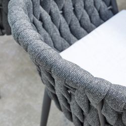 Aluminum and fabric garden armchair in anthracite and medium gray, 61 x 59 x 81 cm | Meridian