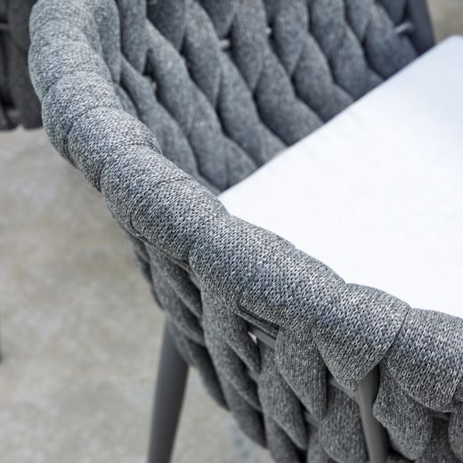 Aluminum and fabric garden armchair in anthracite and medium gray, 61 x 59 x 81 cm | Meridian