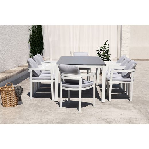 Aluminum and white fabric garden armchair, 56 x 57 x 80 cm | Babylon