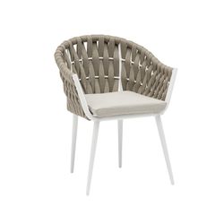 Poltrona da giardino in alluminio e tessuto nei colori bianco e beige, 61 x 59 x 81 cm | Meridiano