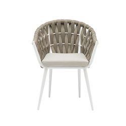 Poltrona da giardino in alluminio e tessuto nei colori bianco e beige, 61 x 59 x 81 cm | Meridiano