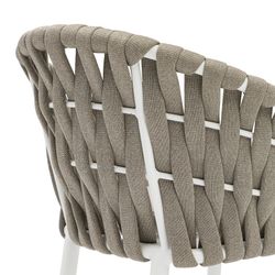 Aluminum and fabric garden armchair in white and beige, 61 x 59 x 81 cm | Meridian