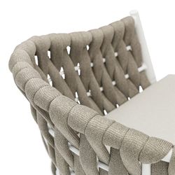 Aluminum and fabric garden armchair in white and beige, 61 x 59 x 81 cm | Meridian