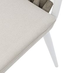 Aluminum and fabric garden armchair in white and beige, 61 x 59 x 81 cm | Meridian