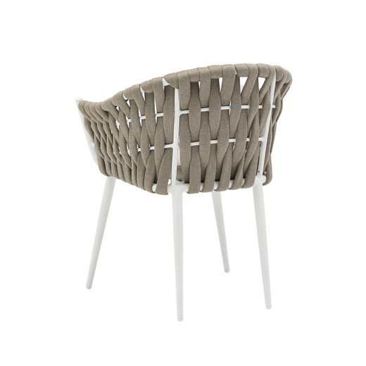Aluminum and fabric garden armchair in white and beige, 61 x 59 x 81 cm | Meridian
