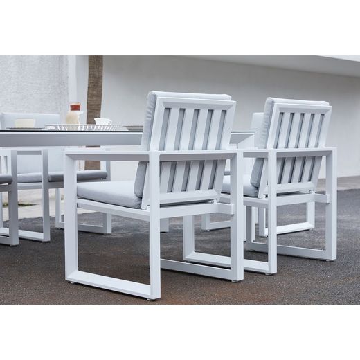 Garden dining set in white aluminum | Onyx
