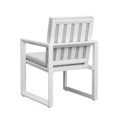 Aluminum and fabric garden armchair in white and light gray, 60 x 63 x 90 cm | Onyx